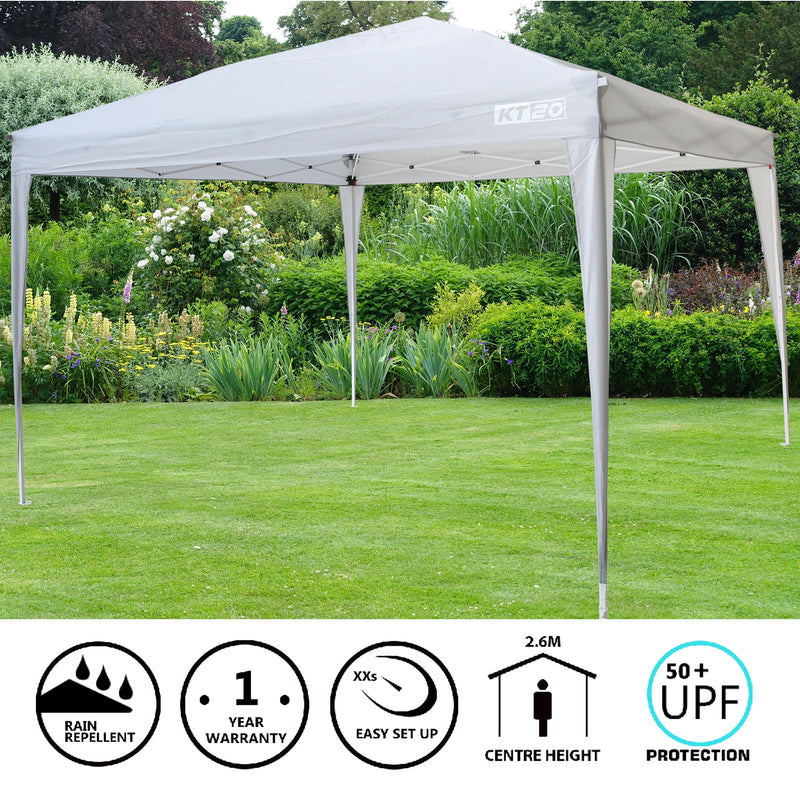 KT20 3M x 3M Pop-up Gazebo Tent Canopy with Travel Bag & Detachable Side Walls