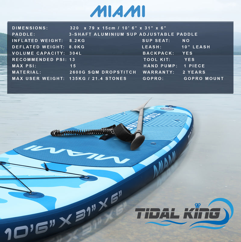 TIDAL KING MIAMI 10'6 x 31" x 6" ISUP STAND UP PADDLE BOARD