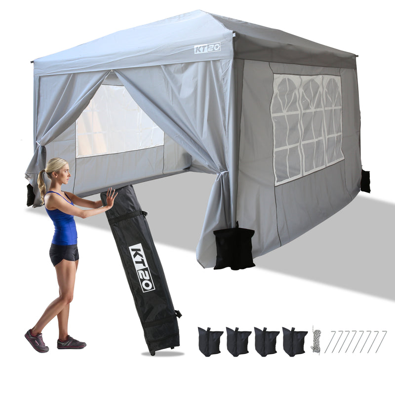KT20 One-touch 3m x 3m Pop-up Gazebo Tent with Wheeled Bag & Detachable Side Walls