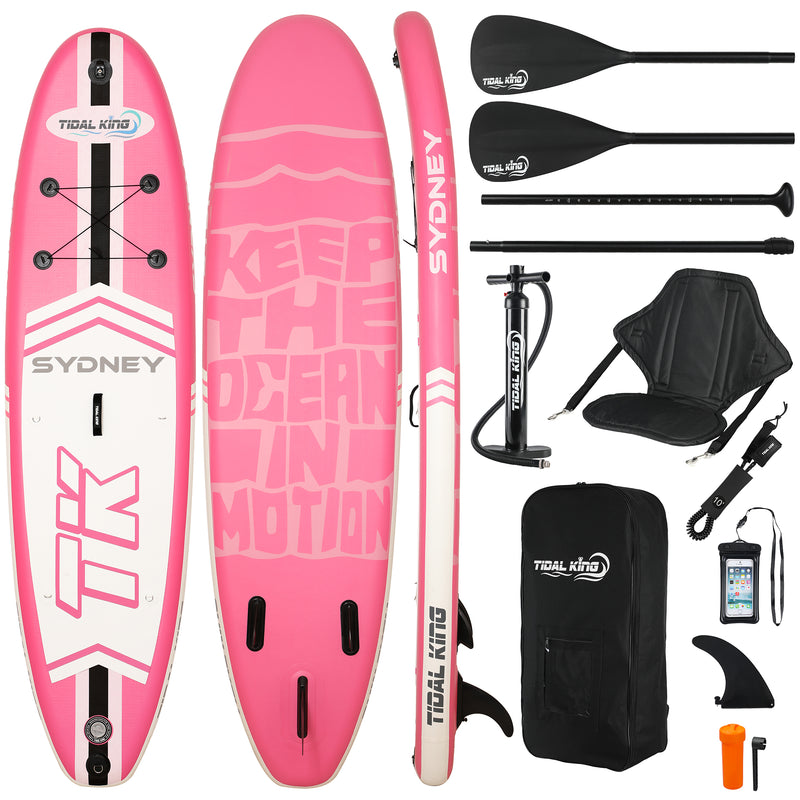 TIDAL KING 2021 SYDNEY 10' PADDLE BOARD WITH KAYAK ACCESSORIES PINK